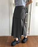 Caro Nylon Slit Layered Wrap Skirt