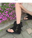 Buckle Two-Way Middle Suede Flip-Flops Boots
