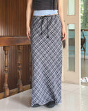 Daming Check Chiffon String Layered Long Skirt