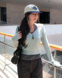 Pint Crop V-Neck Slim Long Sleeve