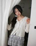 Sakura Frill Wave Wool Knit Cardigan