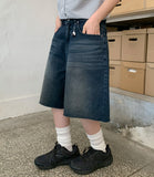 Myusen Damage Washing Bermuda Denim Pants