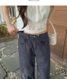 Non Fade Cooling Summer Thin Banding Wide Raw Denim Pants