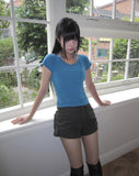 Weben Eyelet Halter Short Sleeve T-shirt
