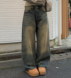 Lutz Vintage Washing Denim Wide Pants