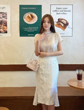 Deloe Wrinkle Unbalance Slit Long Skirt