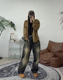 Kuz Herringbone Suede Shirt