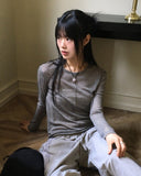 Soun wool tensel cut see-through layered T-shirt
