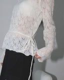 Daen Alpaca Wool Punching Frill Strap Knit