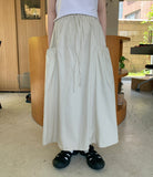 Peuin Banding Shirring Pocket Long Skirt