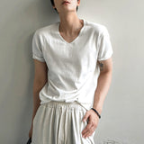Ice Tencel V-neck Short Sleeve Knit