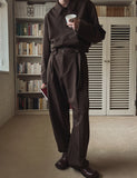 Minimal Belt Pintuck Slacks