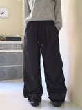 Furba Pintuck Shirred Raw Denim Two-Way Long Wide Jogger Pants