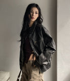 Rotten washed vintage leather jacket