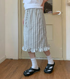 Kdelon Stripe Frill Midi Skirt