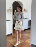 Aper Stripe Frill Blouse