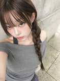 Orin Halter Layered Off-Shoulder Short Sleeve T-Shirt