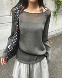 Pumi Round Neck See-Through Long Sleeve Knit