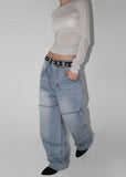 KNEE POCKET WIDE DENIM