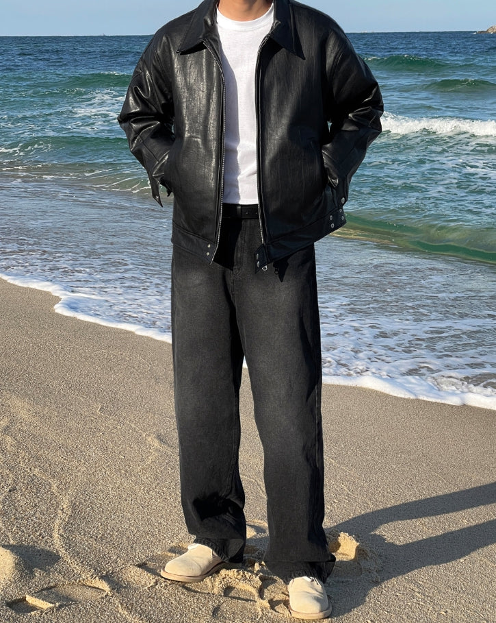 【MODERNIF】Fade leather jacket modernif (モダンイフ) - フェードレザージャケット / Fade