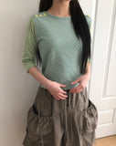 Repo Color Matching Button Three Quarter T-shirt