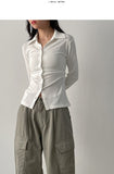 Shirring Collar Slim T-shirt