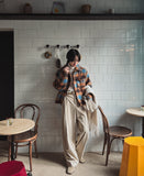 Deep corduroy one-tuck pants