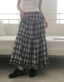 Kawi Frill Check Cancan Long Skirt