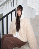 Sell Fluffy Fur Color Matching Quilted Hood Zip-Up Jumper