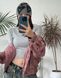 Lean ribbed cropped long-sleeved t-shirt