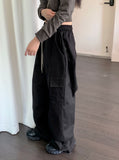 Hight Cotton String Two Way Cargo Long Jogger Wide Pants