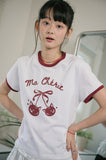 Cherry Cats CROP Ringer Tee
