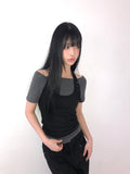 Dender Button Halter Short Sleeve T-shirt