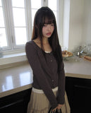Seka Dot Crop Basic Cardigan