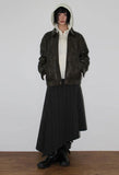 [BELT SET] SLANT STRIPE DRAPE SKIRT