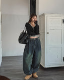Kenta rivet pintuck balloon denim pants