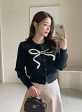 Evely Ribbon Round Knit Cardigan