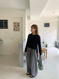 Jorit See-Through Strap Ribbon Long Sleeve Tee