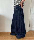 Keldo Stripe Raw Denim Balloon Wide Pants