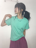 Chibi Color Basic Semi-Crop Short Sleeve Tee