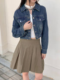 Donic Vintage Washing Pintuck Denim Cropped Jacket