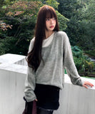 Mishu Color Matching Layered Loose Fit Long Sleeve Knit