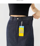 Summer Cooling Non-Fade Back Slit Loose H-Line Long Denim Skirt