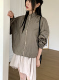 Lapen Shining Pearl Coated String Zip-Up Jumper