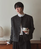 Objet Wool Check Round Jacket