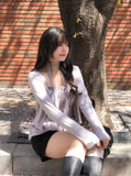 Bay Ruffle Check Cardigan Set