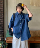 [unisex] Billud Denim Over Short Sleeve Shirt