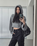 Fran Soft Wool Crop Knit Hoodie