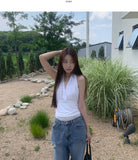 Glam Back Open Shirring Halterneck Sleeveless