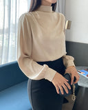 Grash Half Neck Drape Blouse